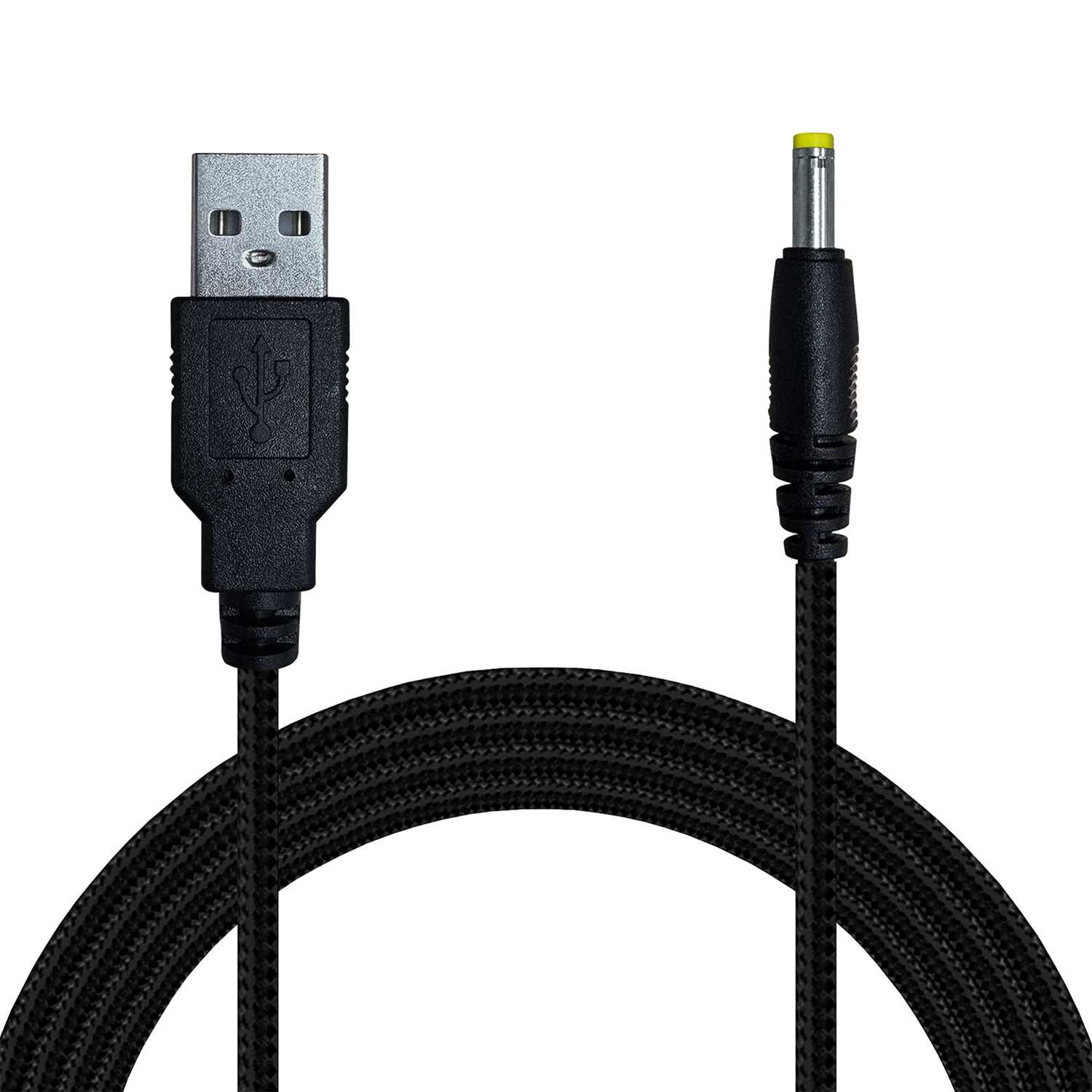 Cable Cargador USB DC Cable de Carga Compatible con PSP 1000 PSP 2000 PSP 3000, Altavoces, Camaras de Seguridad, Trenzado