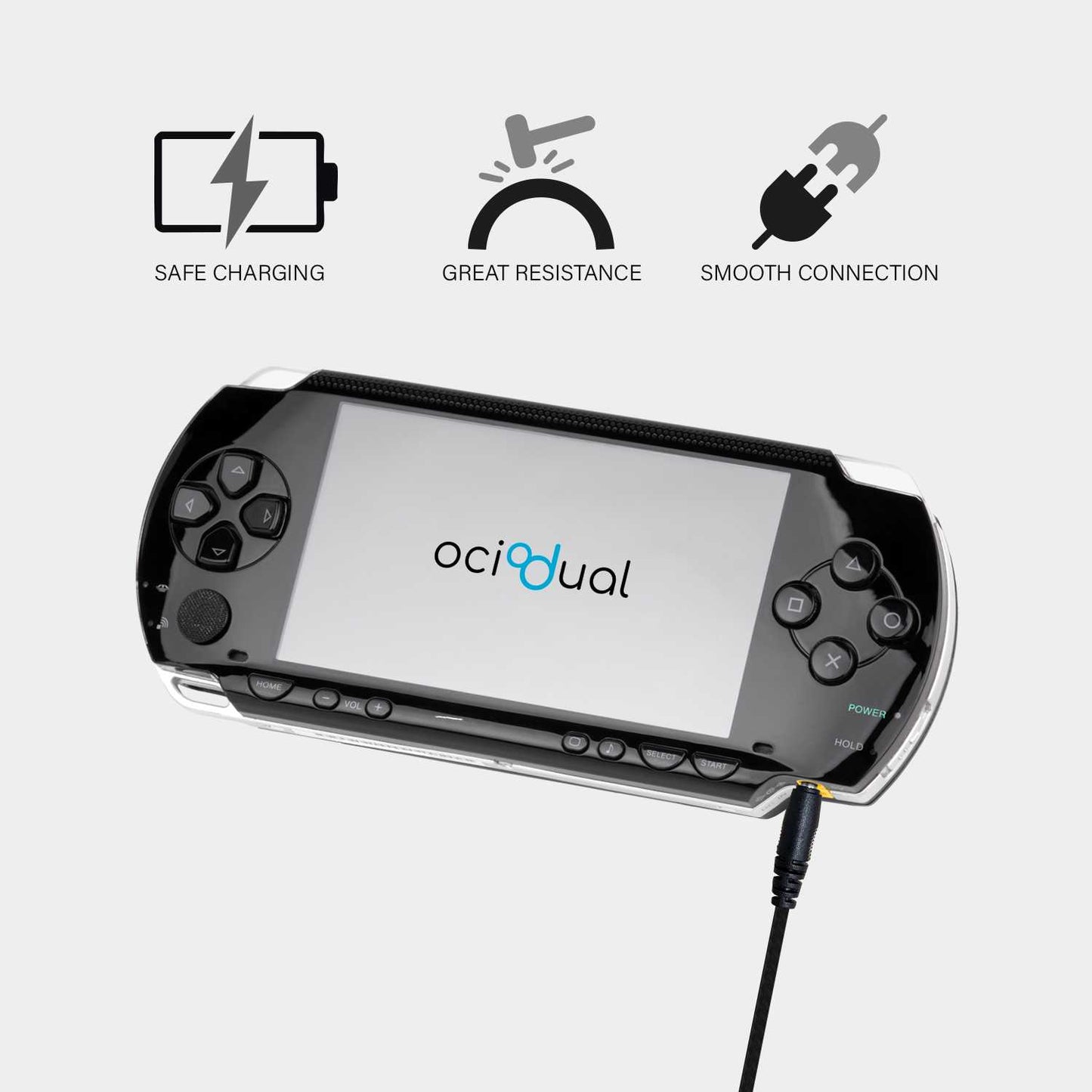 Cable Cargador USB DC Cable de Carga Compatible con PSP 1000 PSP 2000 PSP 3000, Altavoces, Camaras de Seguridad, Trenzado