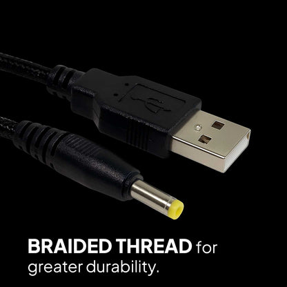 Cable Cargador USB DC Cable de Carga Compatible con PSP 1000 PSP 2000 PSP 3000, Altavoces, Camaras de Seguridad, Trenzado