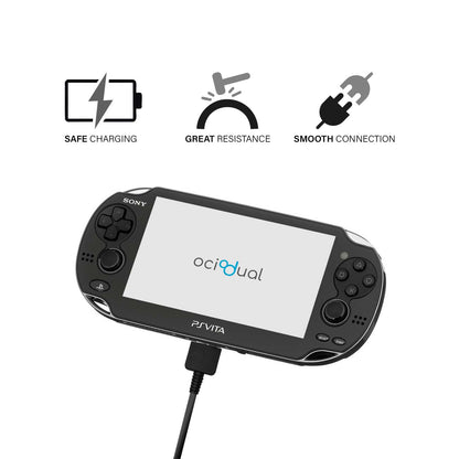 Cable Cargador USB Compatible con PSP Vita, PSV1000, Cable 2 en 1, Cable de Datos Sincronización 5V, 2A, USB 2.0, Negro 1,2m