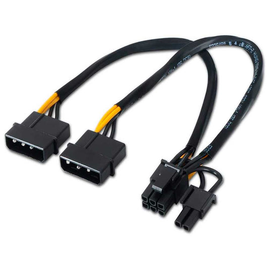 Aisens A131-0165 Cable de 2 Molex AMP 4 Pin a 1 PCIe 6+2 Pines para Tarjetas Gráficas PC Adaptador Alimentación Doble