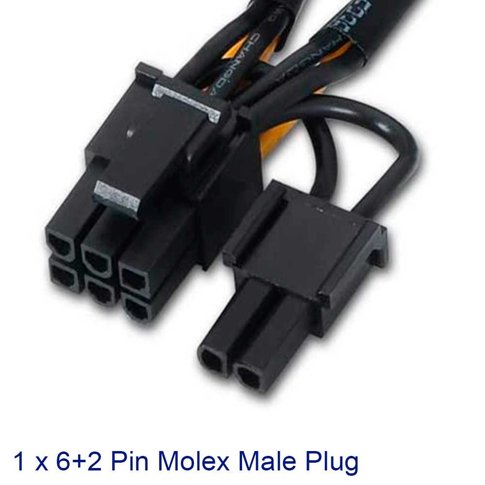 Aisens A131-0165 Cable de 2 Molex AMP 4 Pin a 1 PCIe 6+2 Pines para Tarjetas Gráficas PC Adaptador Alimentación Doble