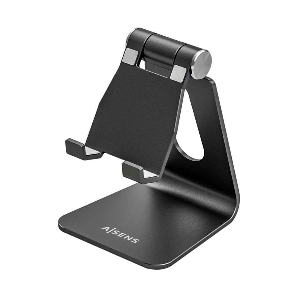 Soporte TAMAÑO M DE SOBREMESA Ajustable (1 PIVOTE) para TELEFONO/Tablet, Negro