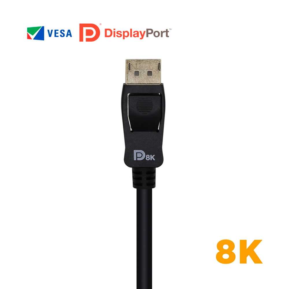 Cable DISPLAYPORT Certificado V1.4 8K@60Hz, DP/M-DP/M, negro, 2.0m