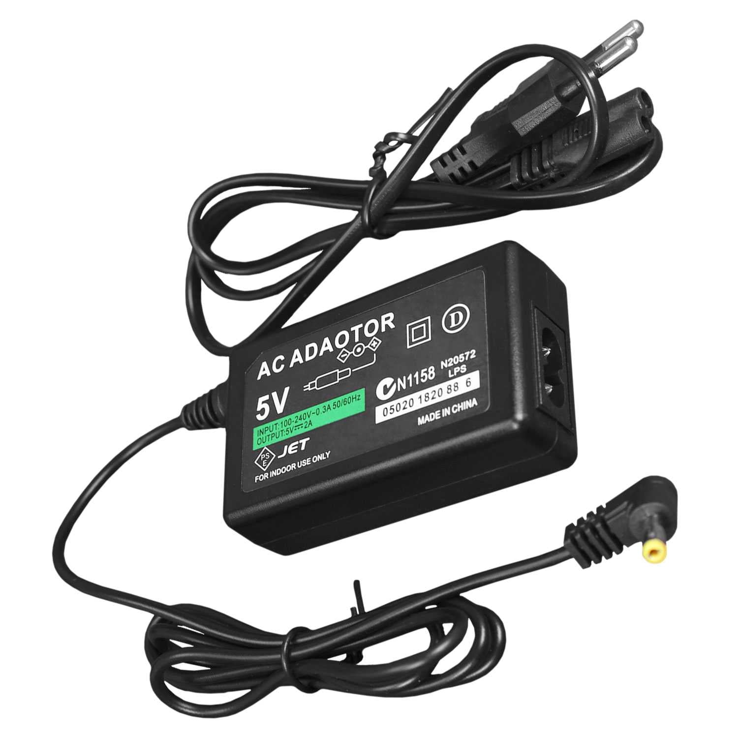 Cargador de Red AC Corriente Enchufe Europeo Negro Compatible con PSP FAT Slim Street 1000 2000 3000 Alimentador de Pared Transformador EU