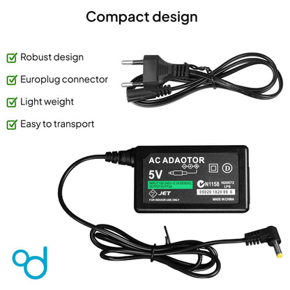 Cargador de Red AC Corriente Enchufe Europeo Negro Compatible con PSP FAT Slim Street 1000 2000 3000 Alimentador de Pared Transformador EU