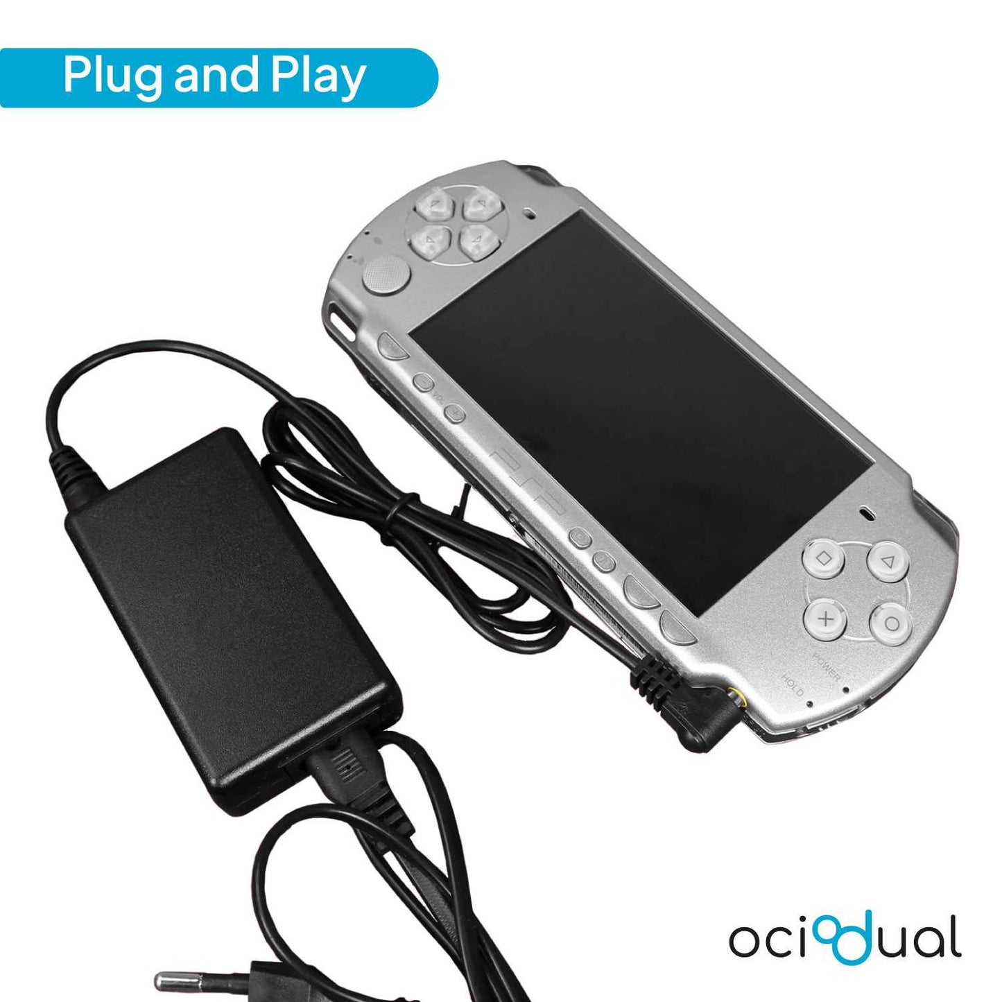 Cargador de Red AC Corriente Enchufe Europeo Negro Compatible con PSP FAT Slim Street 1000 2000 3000 Alimentador de Pared Transformador EU