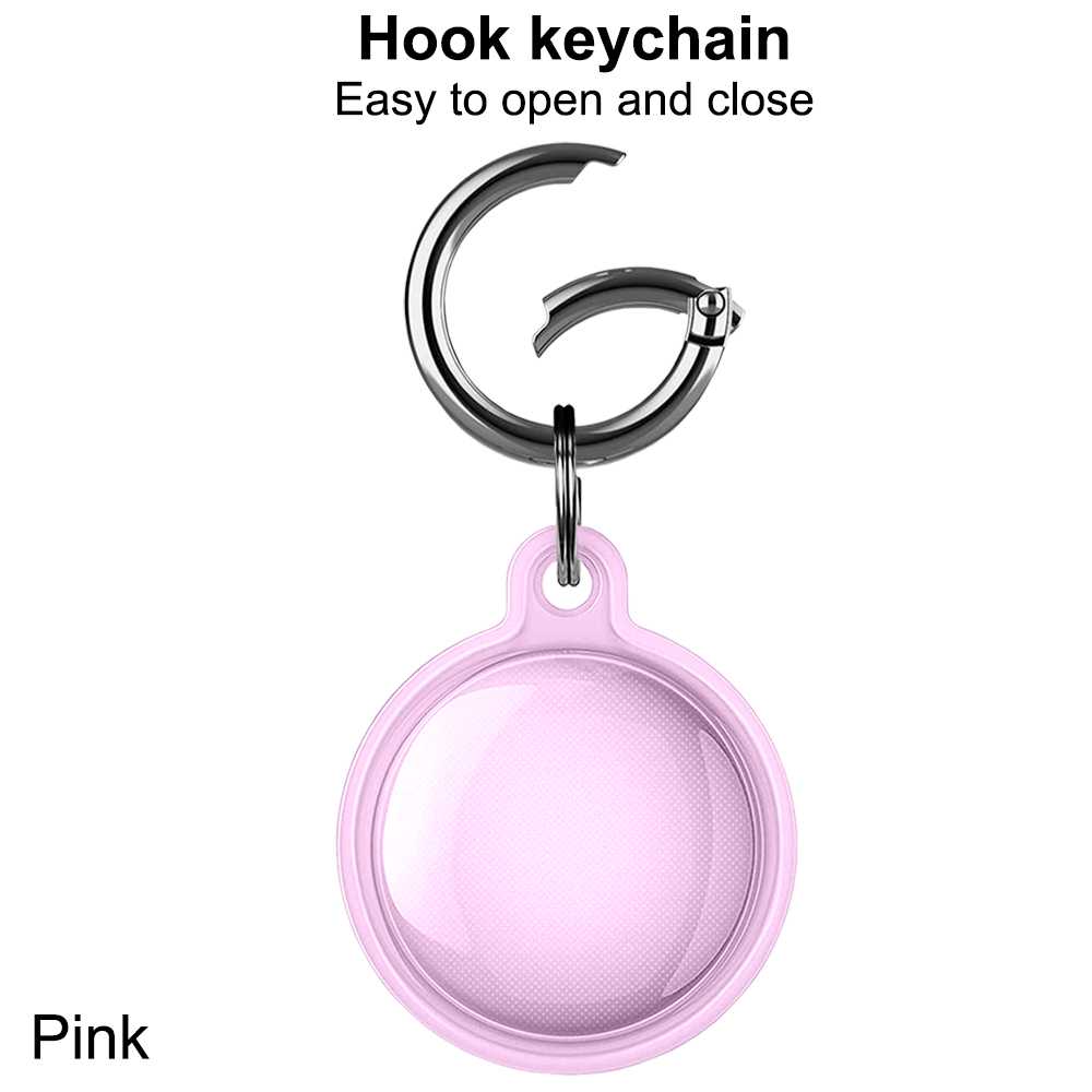 Funda Protectora TPU Flexible Llavero Antigolpes 360 Compatible con AirTag Rosa Cubierta Antiperdida Sumergible