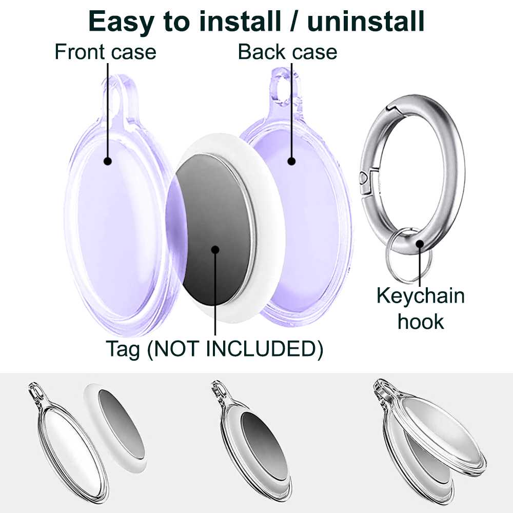 Funda Protectora TPU Flexible Llavero Antigolpes 360 Compatible con AirTag Violeta Cubierta Antiperdida Sumergible