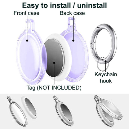 Funda Protectora TPU Flexible Llavero Antigolpes 360 Compatible con AirTag Violeta Cubierta Antiperdida Sumergible