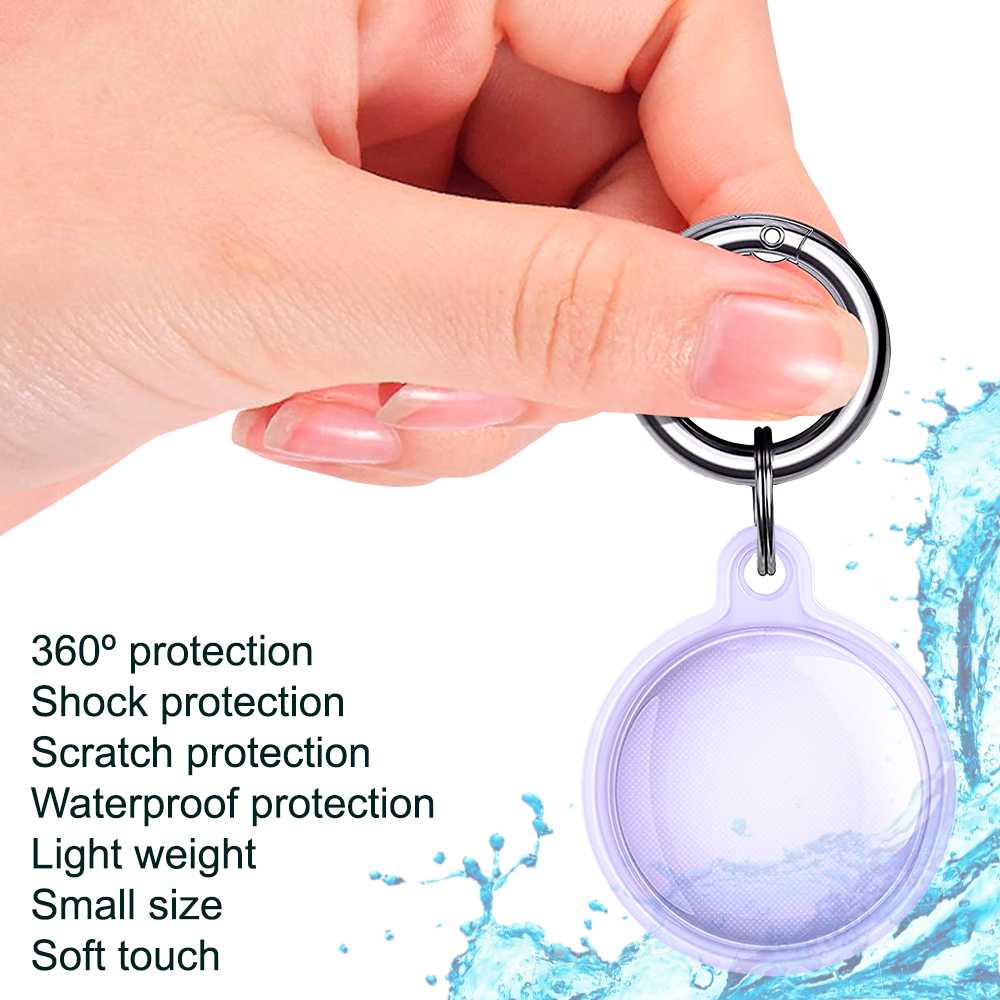 Funda Protectora TPU Flexible Llavero Antigolpes 360 Compatible con AirTag Violeta Cubierta Antiperdida Sumergible