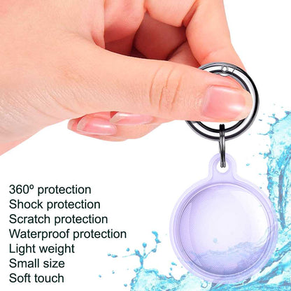 Funda Protectora TPU Flexible Llavero Antigolpes 360 Compatible con AirTag Violeta Cubierta Antiperdida Sumergible