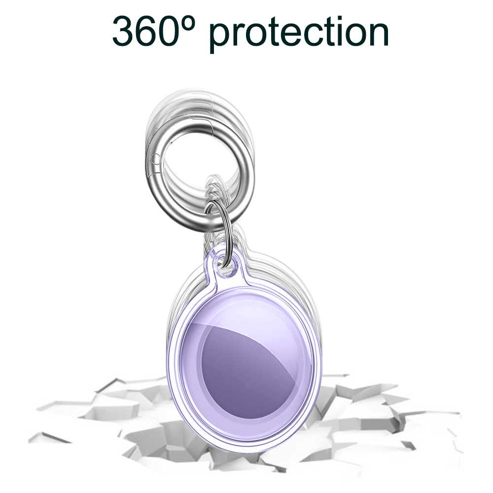 Funda Protectora TPU Flexible Llavero Antigolpes 360 Compatible con AirTag Violeta Cubierta Antiperdida Sumergible
