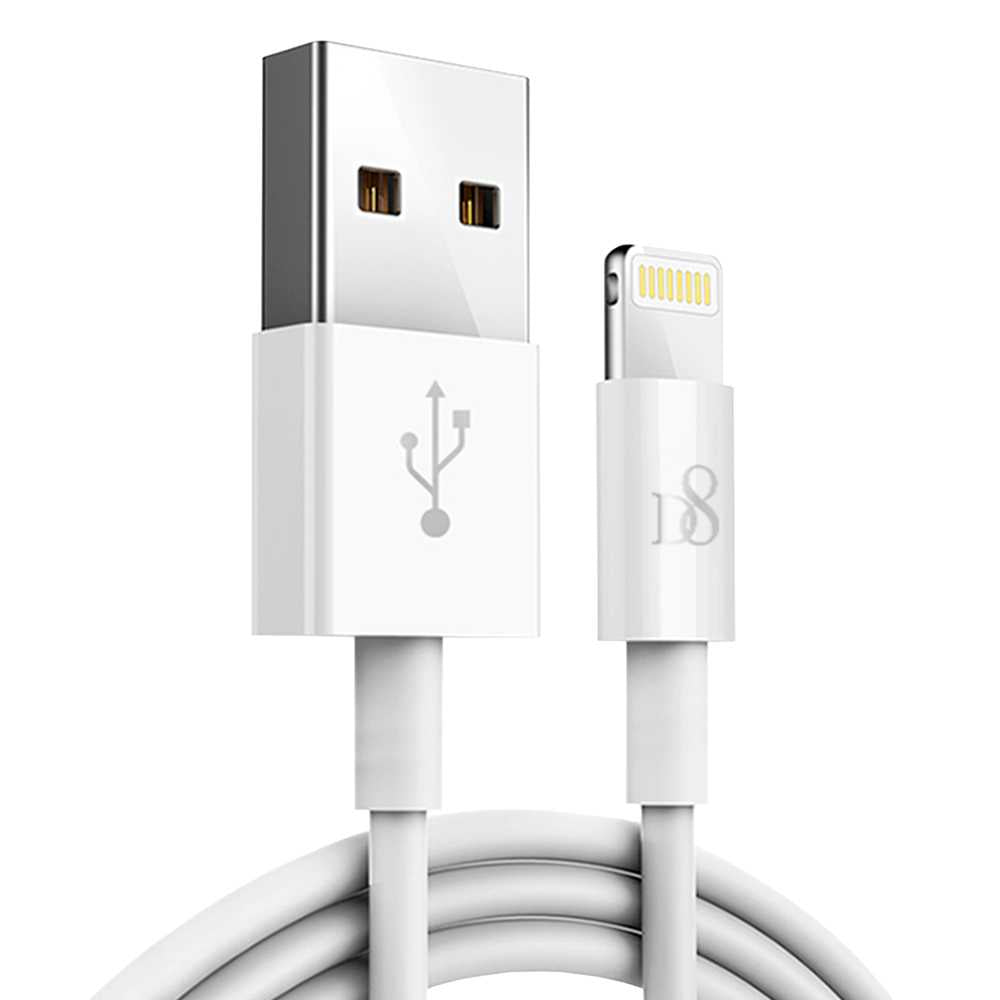 D8 Cable 1m USB Tipo A Lightning Carga+Datos Certificado MFi Blanco Compatible con iPhone 14 14 Pro 13 12 11 X iPad Pro PSC-0599