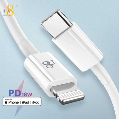 D8 Cable 1m USB Tipo C Lightning Carga+Datos Certificado MFi Blanco Compatible con iPhone 14 14 Pro 13 12 11 X iPad Pro PSC-0462
