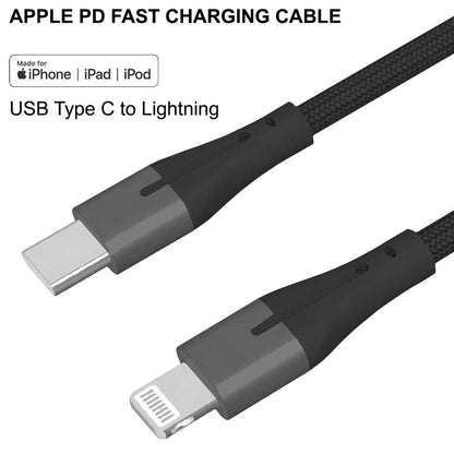 A-BST Cable 1m USB Tipo C Lightning 8P Carga+Datos Certificado MFi Negro Compatible con iPhone 13 12 11 iPad Pro 006-B