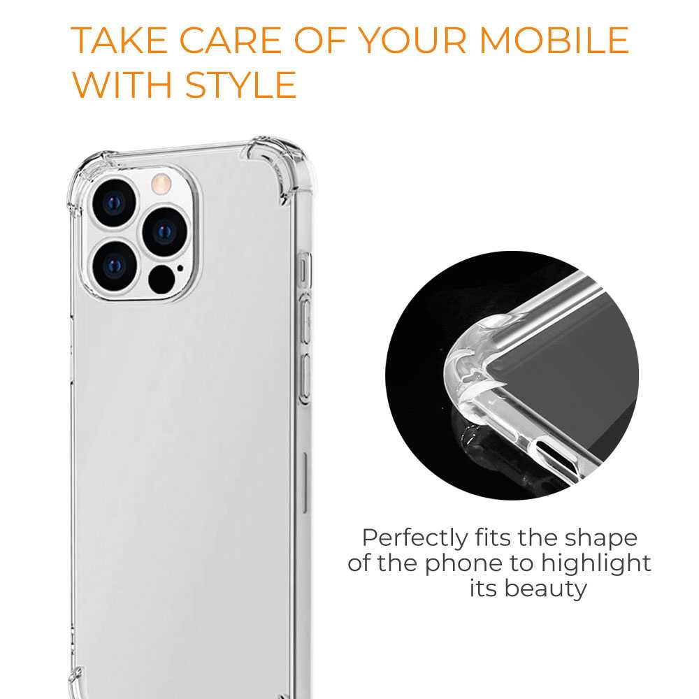 Funda de TPU para iPhone 14 Pro, Carcasa Flexible con Esquinas Reforzadas Antigolpes, Protección en Cámaras, Silicona Transparente