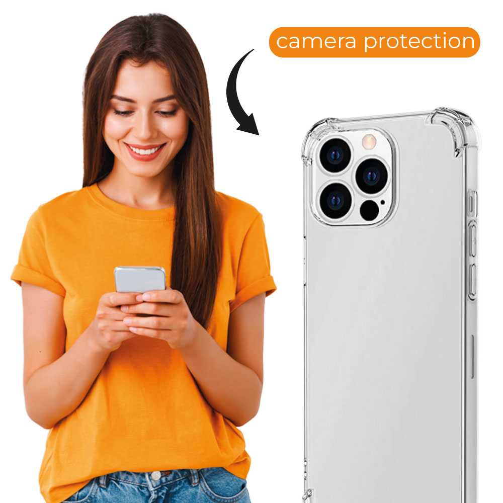 Funda de TPU para iPhone 14 Pro, Carcasa Flexible con Esquinas Reforzadas Antigolpes, Protección en Cámaras, Silicona Transparente