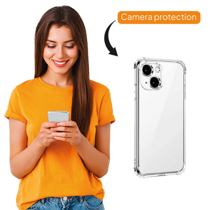 Funda de TPU para iPhone 15, Carcasa Flexible con Esquinas Reforzadas Antigolpes, Protección en Cámaras, Silicona Transparente