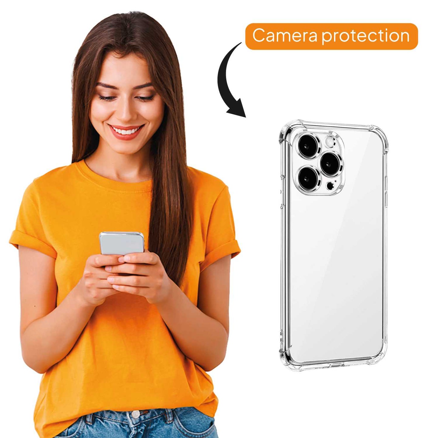 Funda de TPU para iPhone 15 Pro, Carcasa Flexible con Esquinas Reforzadas Antigolpes, Protección en Cámaras, Silicona Transparente