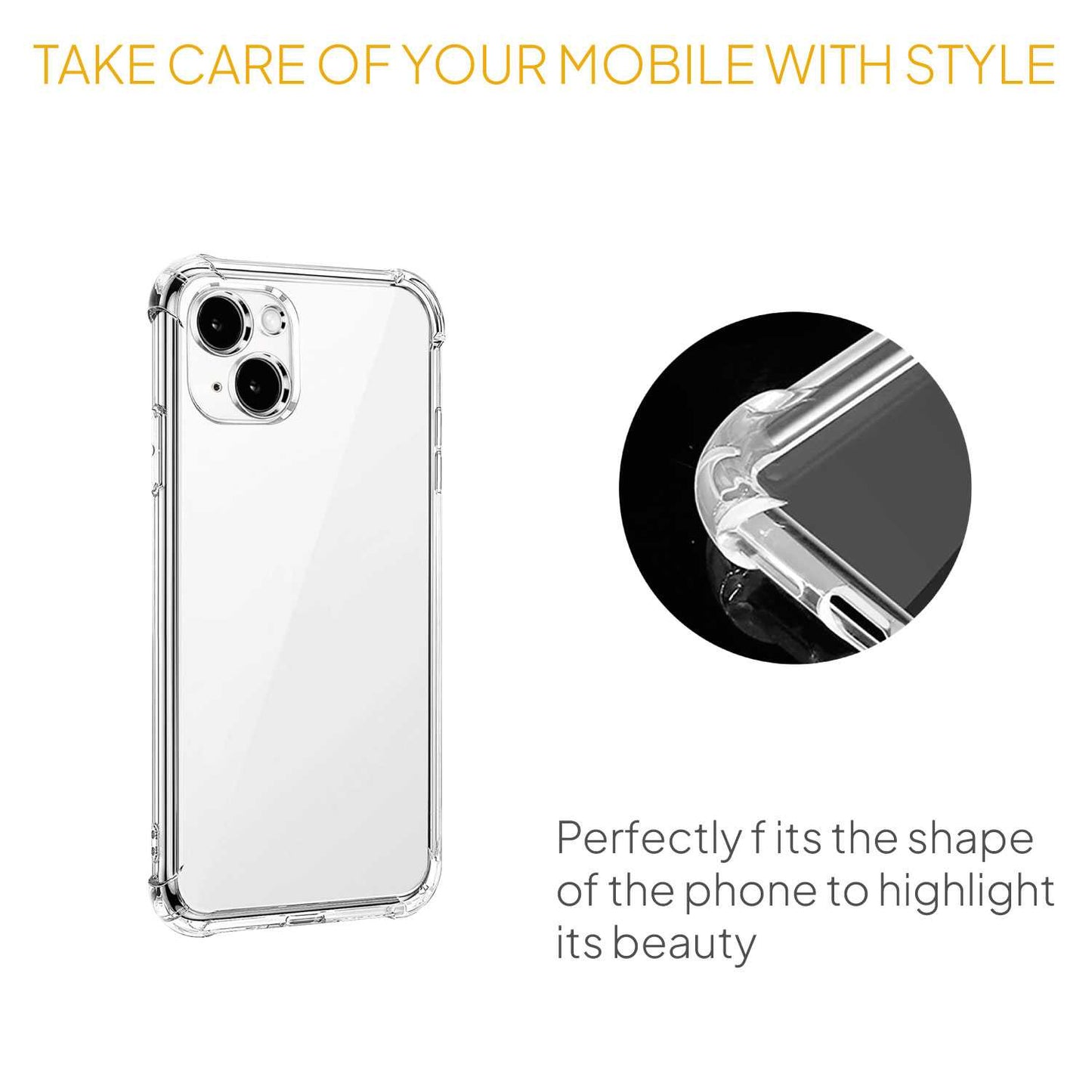 Funda de TPU para iPhone 15 Plus, Carcasa Flexible con Esquinas Reforzadas Antigolpes, Protección en Cámaras, Silicona Transparente