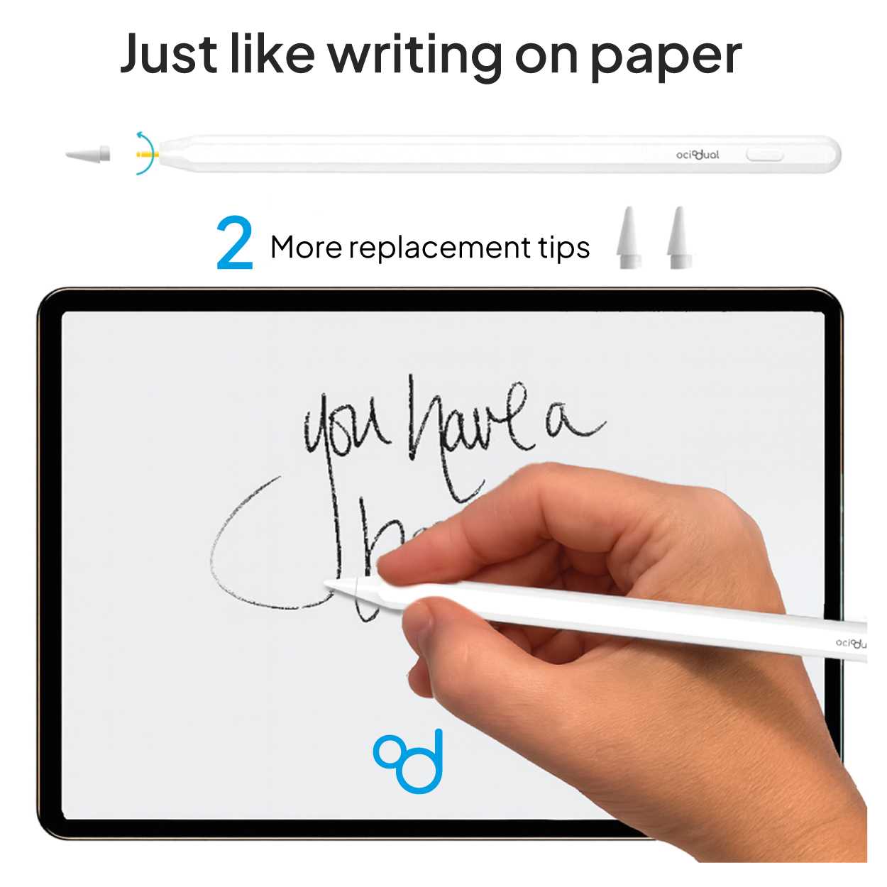 OcioDual Stylus Pen, Lapiz para Tablet, Compatible con iPad 2018 o Superior, Lápiz para Tablet con 3 Puntas, Rechazo de Palma,