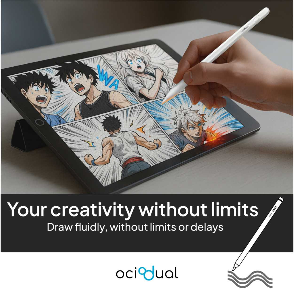 OcioDual Stylus Pen, Lapiz para Tablet, Compatible con iPad 2018 o Superior, Lápiz para Tablet con 3 Puntas, Rechazo de Palma,