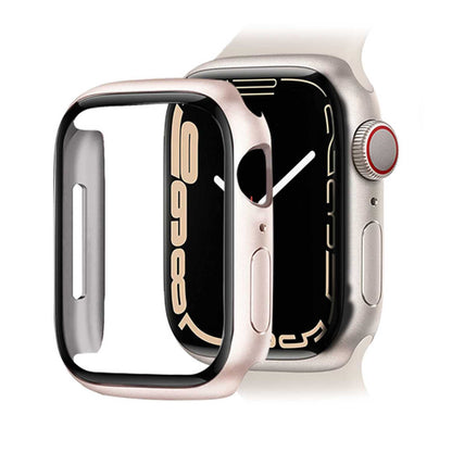 Funda Protectora con Cristal Templado Compatible con Relojes Inteligentes Apple Watch 7 (45mm) Rosa Oro