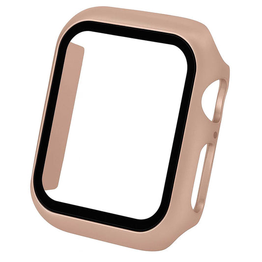 Carcasa Protectora con Cristal Templado Beige Compatible con Relojes Inteligentes Apple Watch 4/5/6/SE  (44mm)