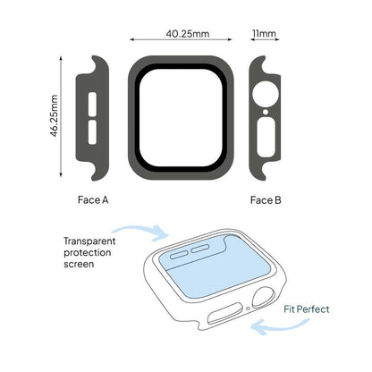 Carcasa Protectora con Cristal Templado Beige Compatible con Relojes Inteligentes Apple Watch 4/5/6/SE  (44mm)