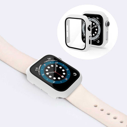 Carcasa Protectora con Cristal Templado Beige Compatible con Relojes Inteligentes Apple Watch 4/5/6/SE  (44mm)