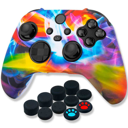 Funda de Silicona Compatible Con Mando Xbox X/S Multicolor Water transfer Skin Carcasa Anti Caídas Goma Suave Estuche