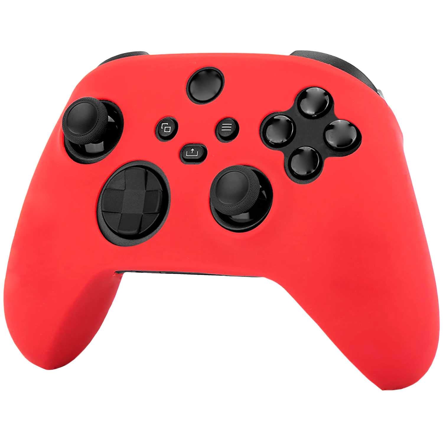 Funda de Silicona Compatible con Mando XBox X/S Roja Antigolpes Anticaídas Goma Polvo Flexible Suave Cubierta Skin