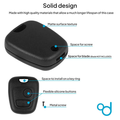 Funda de Remplazo ABS Sin Logo ni Llave Espadin Key Compatible con Peugeot 307 406 Carcasa Rígida Mando a Distancia