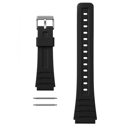Repuesto Correa de Silicona Pasadores Metal Compatible con Reloj Casio F91W F-91W Negro Recambio Resina Resortes