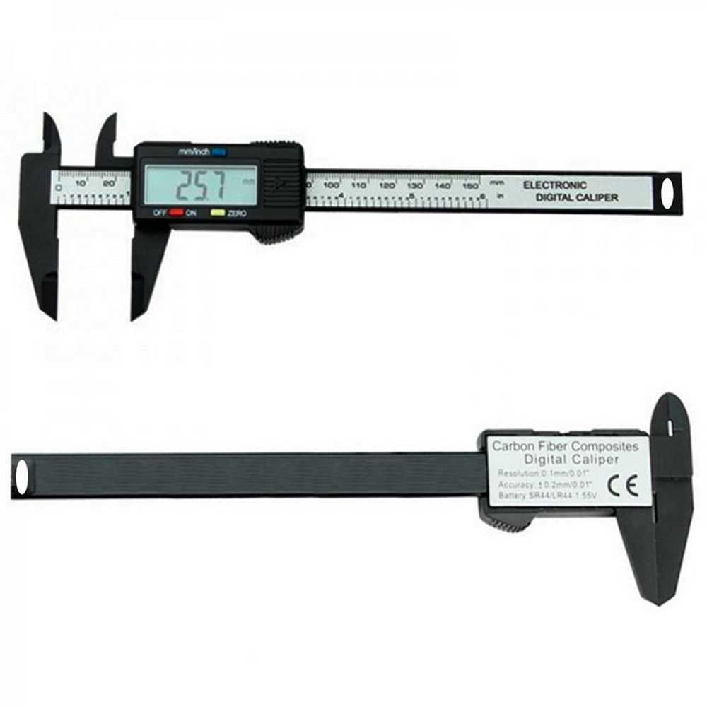 Calibre Digital 150mm Medida de Exterior Diámetro Interior Calibrador Electrónico Pie Rey Precisión con Pantalla Negro
