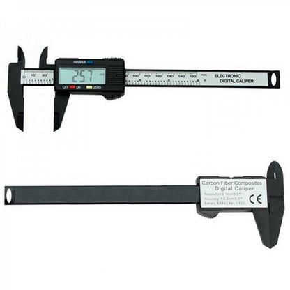 Calibre Digital 150mm Medida de Exterior Diámetro Interior Calibrador Electrónico Pie Rey Precisión con Pantalla Negro