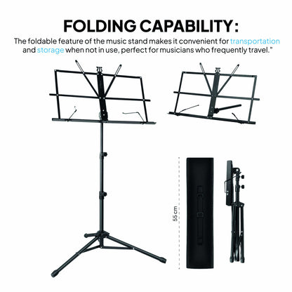 Atril Musica, Tripode, Atril Partituras, Soporte Portatil, Atril Plegable con Bolsa de Transporte, Orquesta, Faristol