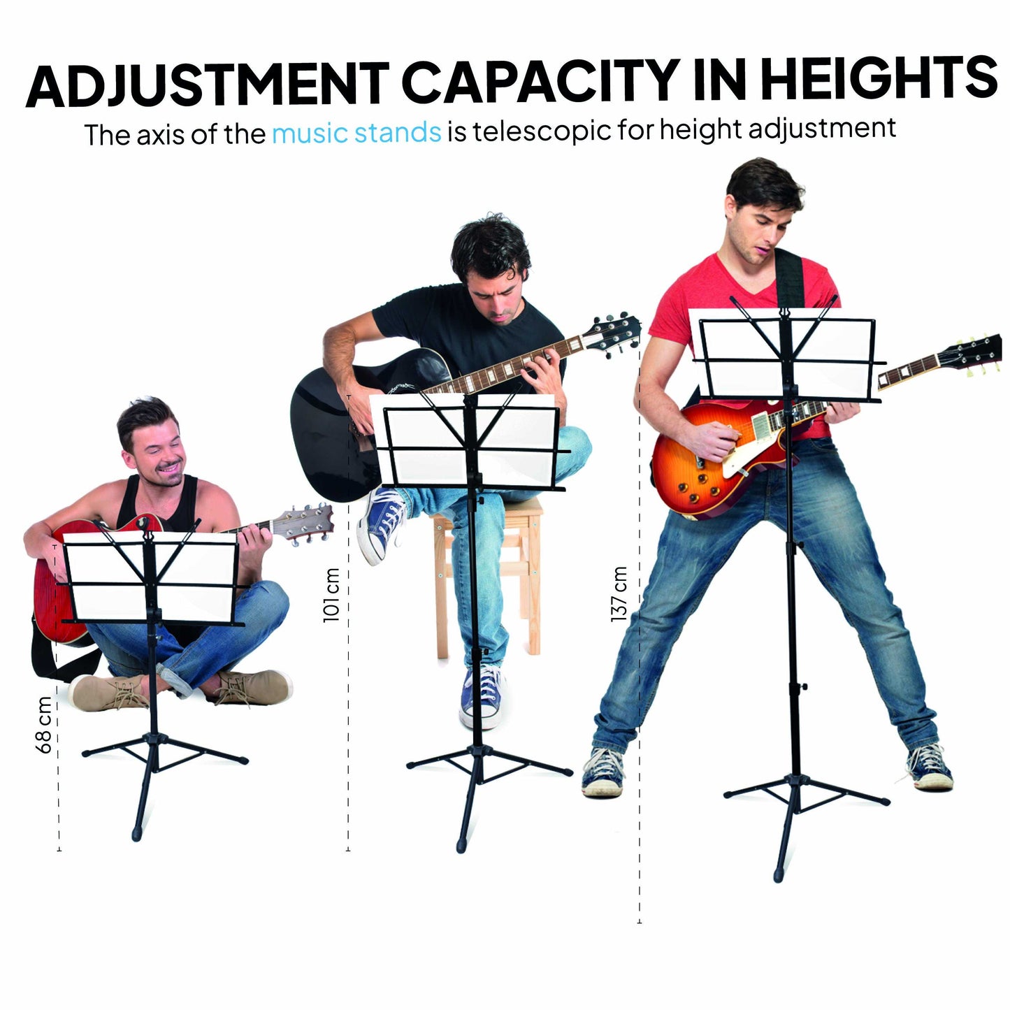 Atril Musica, Tripode, Atril Partituras, Soporte Portatil, Atril Plegable con Bolsa de Transporte, Orquesta, Faristol