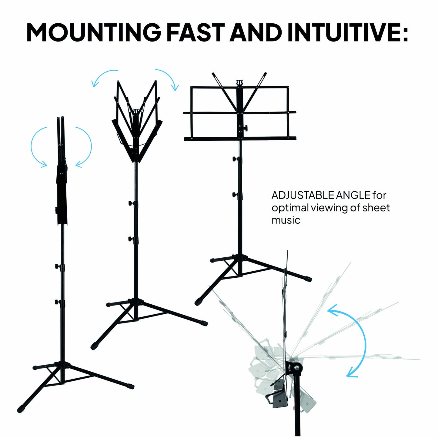 Atril Musica, Tripode, Atril Partituras, Soporte Portatil, Atril Plegable con Bolsa de Transporte, Orquesta, Faristol