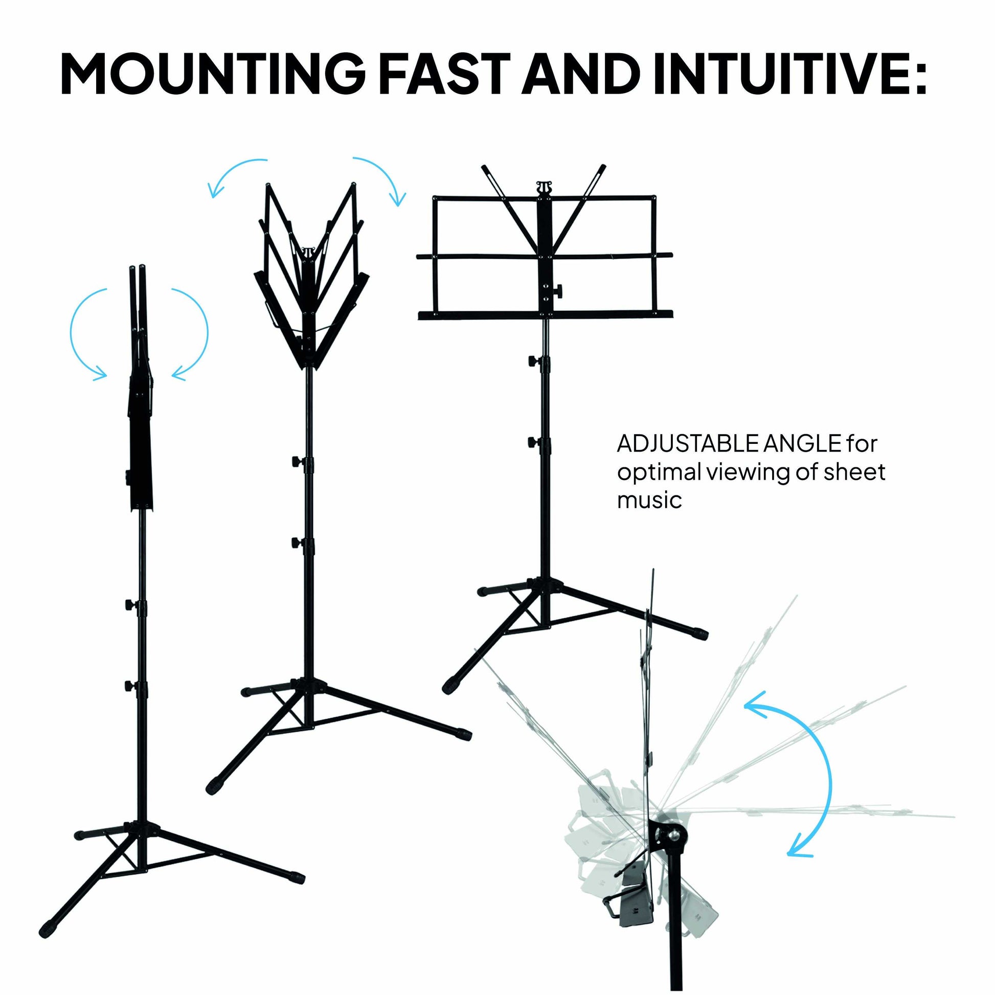 Atril Musica, Tripode, Atril Partituras, Soporte Portatil, Atril Plegable con Bolsa de Transporte, Orquesta, Faristol