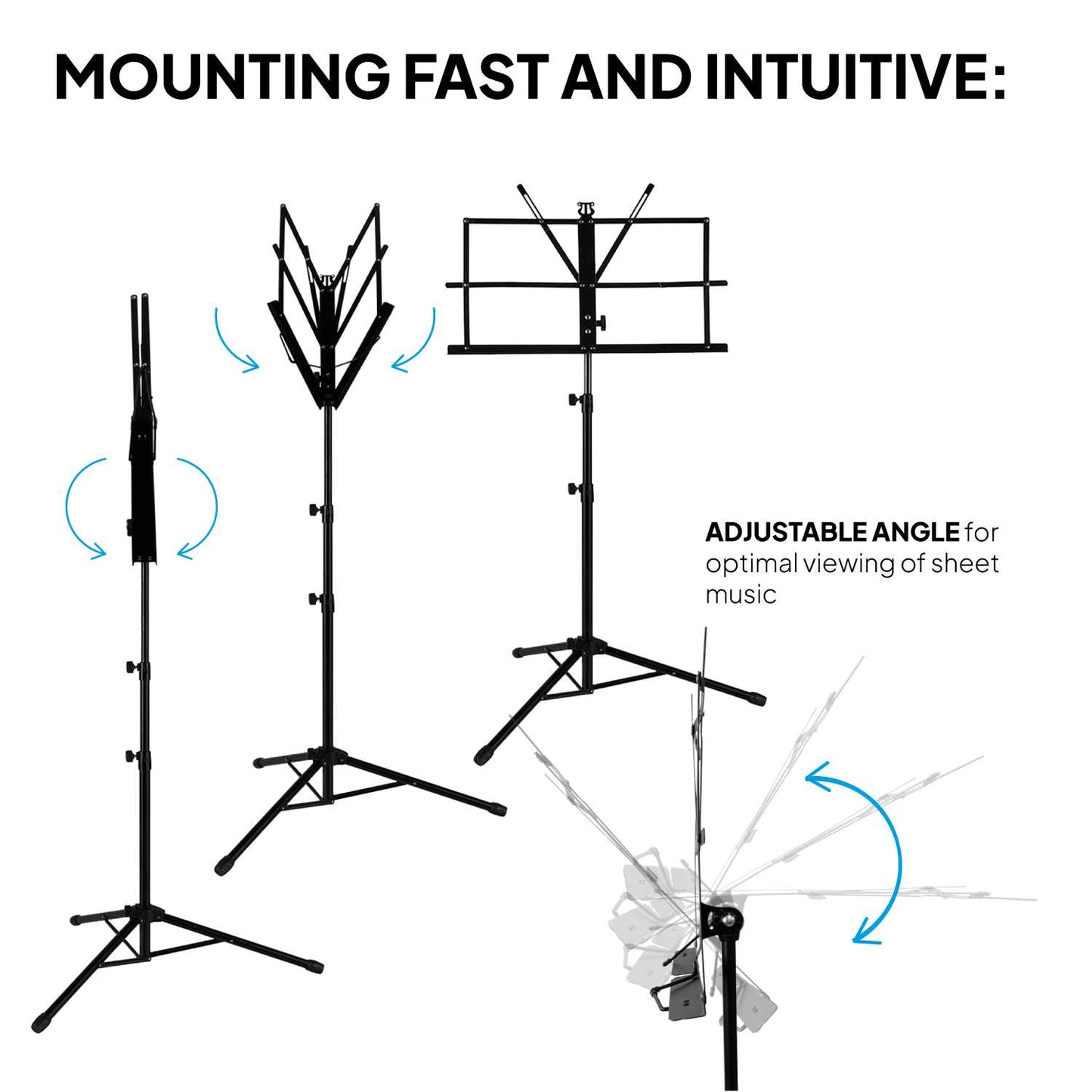 Atril Musica, Tripode, Atril Partituras, Soporte Portatil, Atril Plegable con Bolsa de Transporte, Orquesta, Faristol