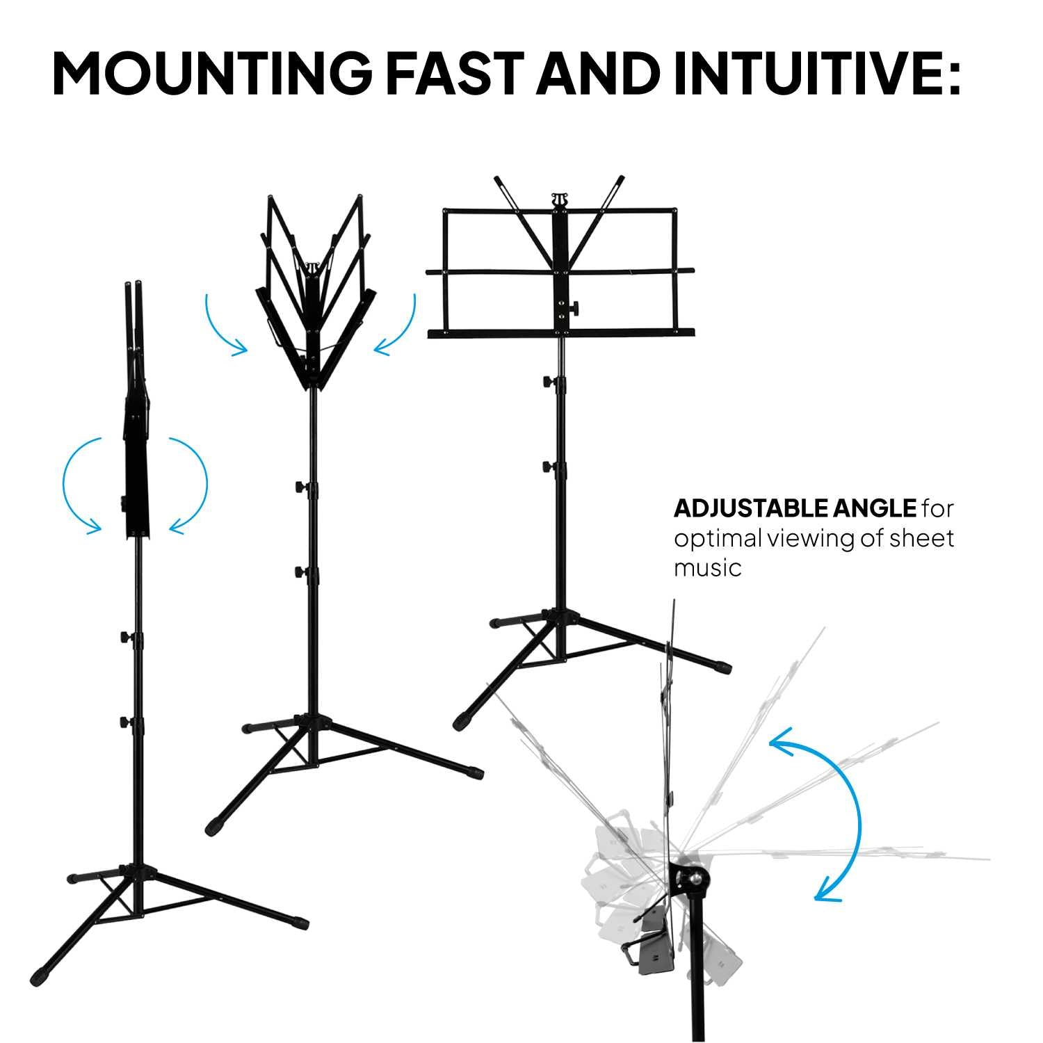 Atril Musica, Tripode, Atril Partituras, Soporte Portatil, Atril Plegable con Bolsa de Transporte, Orquesta, Faristol
