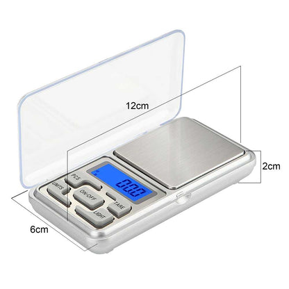 Balanza Digital de Precisión Portátil Ultraligera Luminosa Hasta 200 gr Intervalo 0.01gr