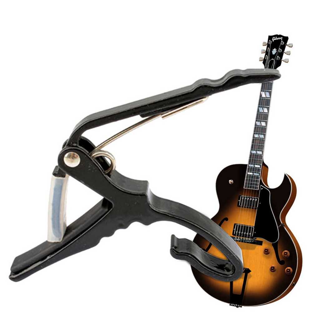Cejilla Metálica Brazo de 47mm para Guitarra Acústica Eléctrica Bajo Ukelele Banjo Mandolina Pinza Trigger Capo Negra