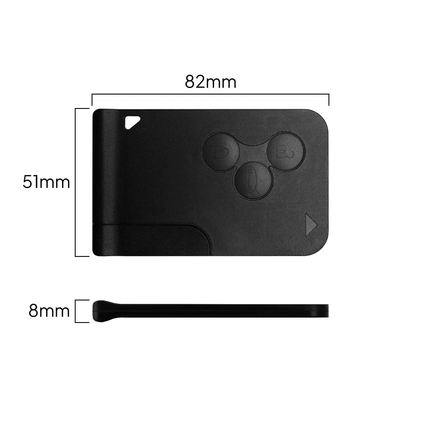 Carcasa Llave Coche Tarjeta Plana 3 Botones Sin Electrónica Negra Compatible con Renault Clio 3 Megane 2 Grand Scenic