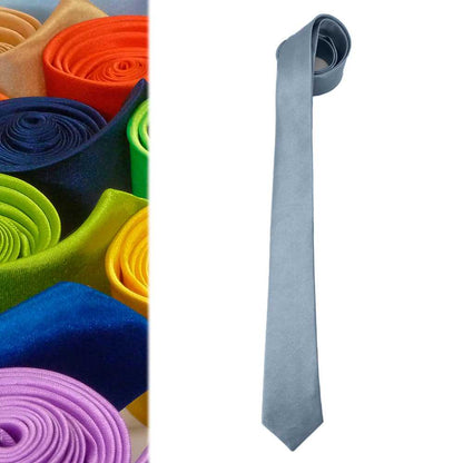 Corbata Estrecha Unisex sin Estampado Satinado Gris Claro para Celebraciones y Eventos 100% Poliéster