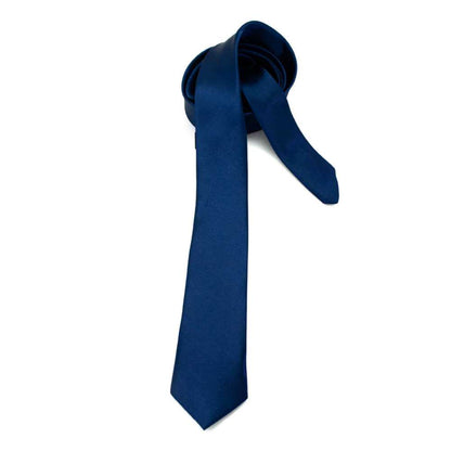 Corbata Estrecha Unisex sin Estampado Satinado Azul Oscuro para Celebraciones y Eventos 100% Poliéster