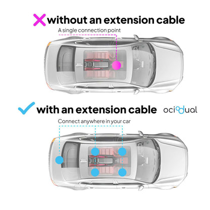 OcioDual Cable Mechero Coche de 1 Metro, Alargador Enchufe 12V, Extensor Mecheros, Accesorios Coche, 12V/24V 15A Cable Alargador
