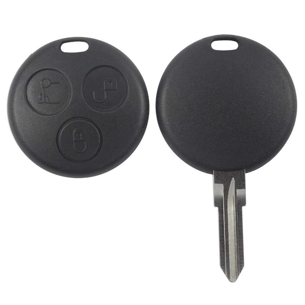 Carcasa de llave inteligente mando a distancia con 3 botones para coches Smart Negra